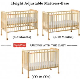 Joy Baby Crib Baby Cot with Mattress Natural Wood