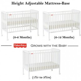 Joy Baby Wooden Crib Baby Cot With Mattress - White