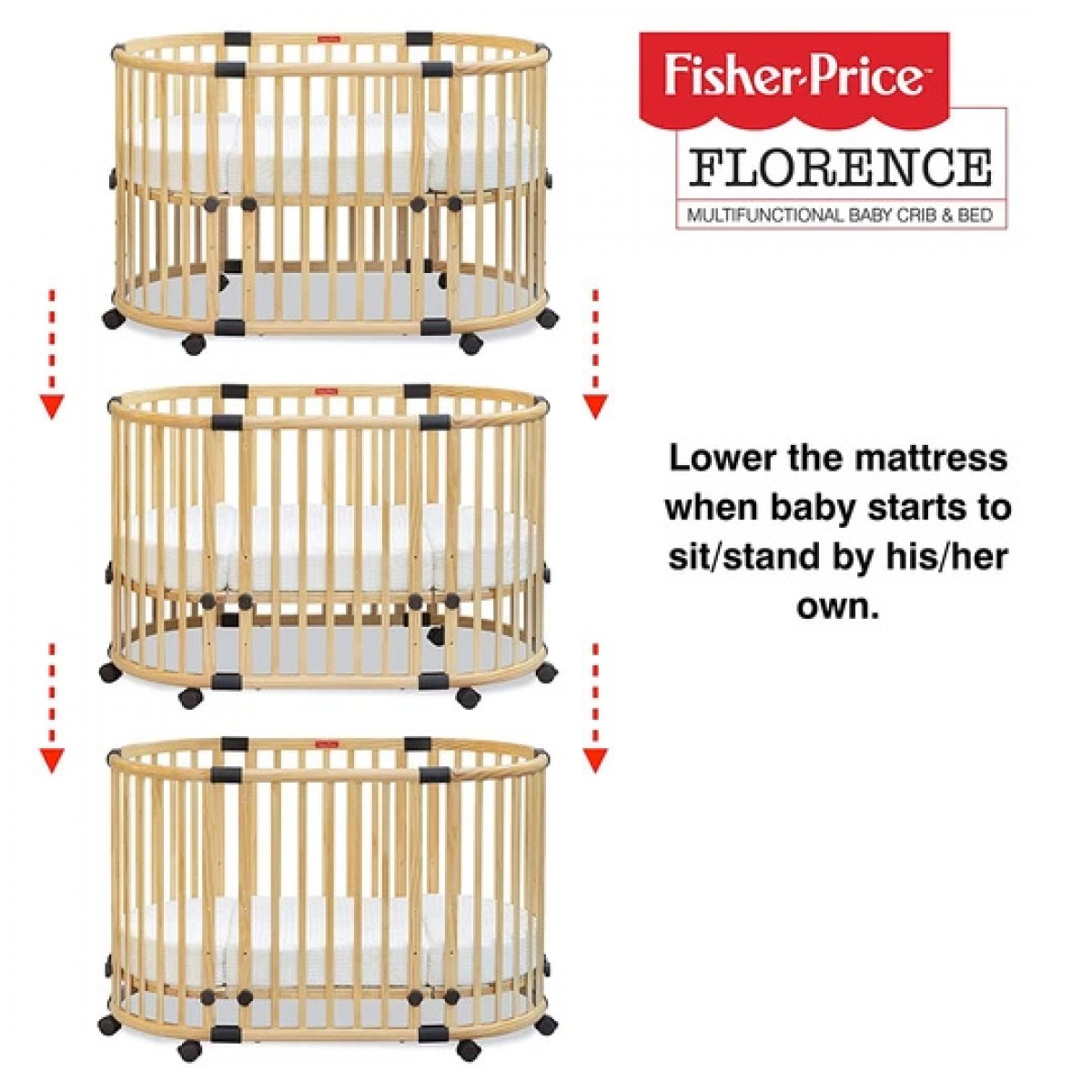 Florence Multifunction Baby Crib and Cot Bed 