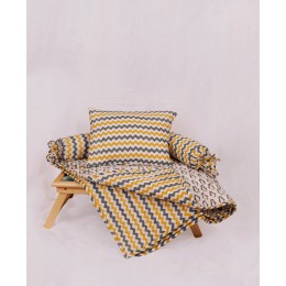 Jaipur Hand Block Print Grey Mustard Penguin Cot Bedding Set with Quilt