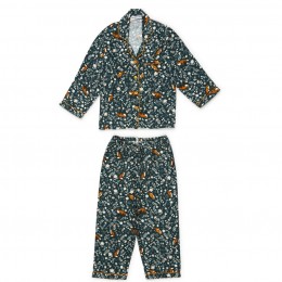 Fox Print Cotton Flannel Long Sleeve Kid's Night Suit