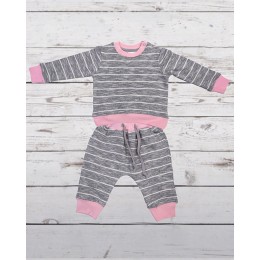 Grey Stripped with Pink Rib Tracksuit