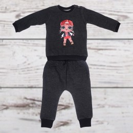 Red Doll with Cap Patch Black Tracksuit