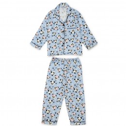 Sleepy Panda Print Cotton Flannel Long Sleeve Kid's Night Suit