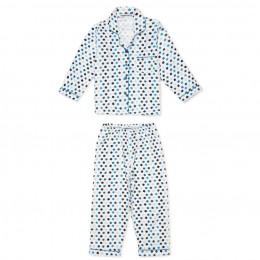 Star Print Cotton Flannel Long Sleeve Kid's Night Suit