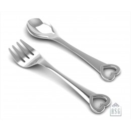 Sterling Silver Baby Spoon and Fork Set - Classic Heart
