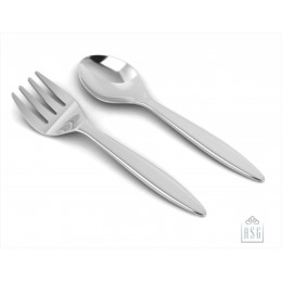 Sterling Silver Baby Spoon and Fork Set - Classic Plain