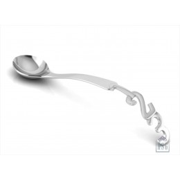 Sterling Silver Spoon for Baby and Child - Curved 123 Handle