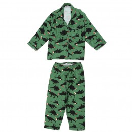 T - Rexmas Print Cotton Flannel Long Sleeve Kid's Night Suit