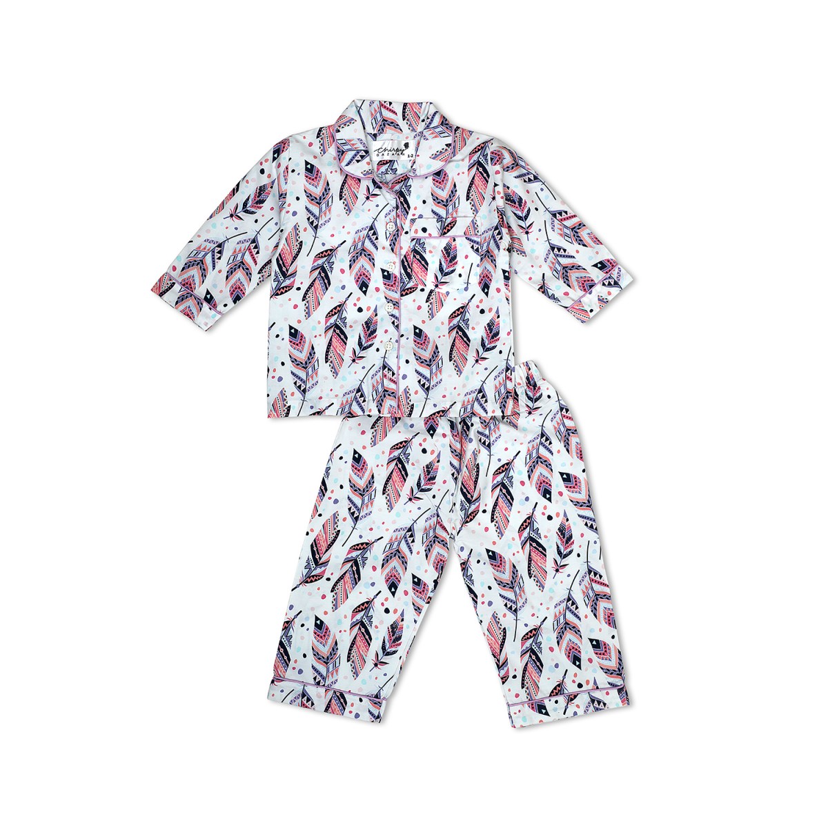 Ethnic Feathers Nightsuit - Kids