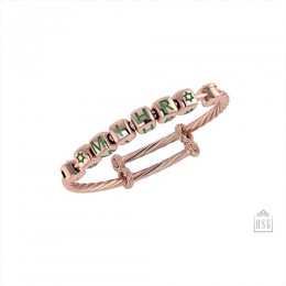 Personalised Silver Bangle Bracelet for Baby & Child - 18 Kt Pink Gold Plated with Dice Cubes