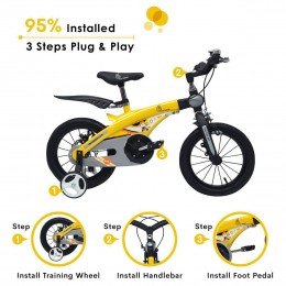 Tiny Toes Jazz Smart Plug and Play Kids Bicycle 16 inch/T for 4 to 7 years - Yellow