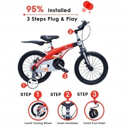 Tiny Toes Jazz Smart Plug and Play Kids Bicycle 16 inch/T for 4 to 7 years - Red Black