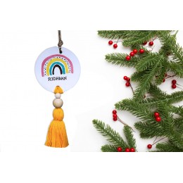 Rainbow Bauble With Tassel Ornament - Recycled Paper Clay