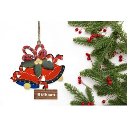 Wooden Jingle Bells Ornament - Red
