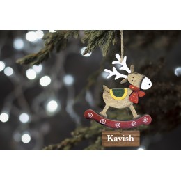 Wooden Reindeer On A Rocker Ornament