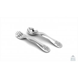 Silver Plated Spoon And Fork Set - Teddy bear