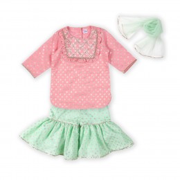 Baby Pink and Mint Green Sharara Set