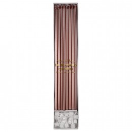 Rose Gold Long Candles - Pack of 16