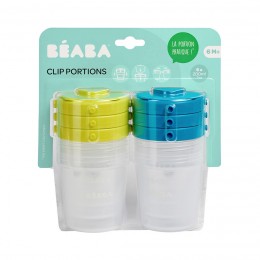 Set of 6 Clip Portions - 2nd age/200ml - Blue and Neon