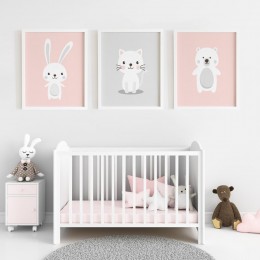 Baby Animals Frame - Pink