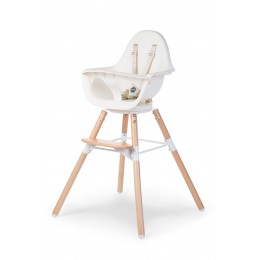 Evolu One.80° High Chair Natural / White 2 In 1 + Bumper