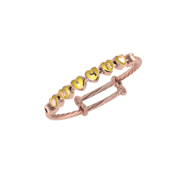 Personalised Silver Twisted Bangle Bracelet - 18 Kt Pink Gold Plated with Heart Cubes Pink