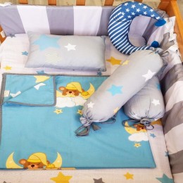 Organic Cot Bedding Set -Sweet Dreams with Moon Plush Pillow