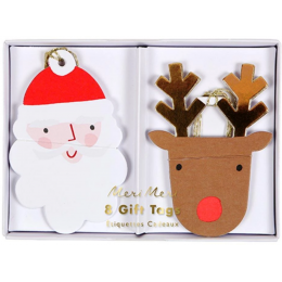 Santa & Reindeer Gift Tags - Pack of 8